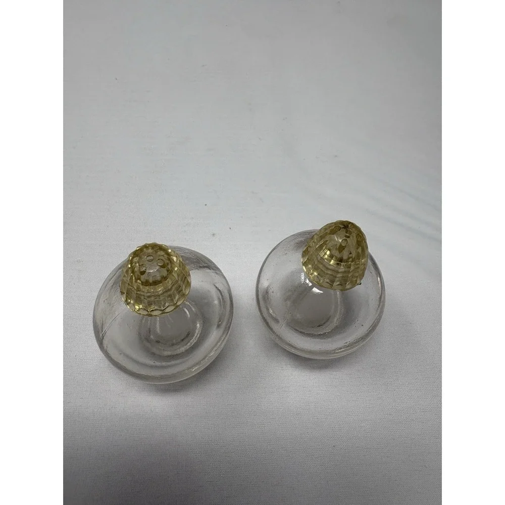 Vintage IRICE Irving Rice NY Clear Glass Mini Salt & Pepper Shaker Set MCM Style